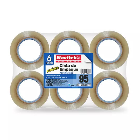 Cinta de empaque uso 95 Navitek transpar ente 48 mm x 150 m empaque con 6 pzas