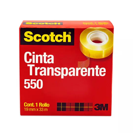 Cinta transparente 3M Scotch 550 Medidas : 19 mm x 33 cm 1 pieza