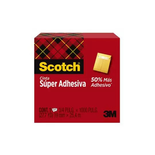Cinta transparente 3M Scotch Super adhes iva 19mm x 25.4 m 1 pieza