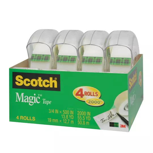Cinta mágica 3M Scotch 810 Medidas: 19 m m x 12.7 m 4 piezas + 4 despachadores