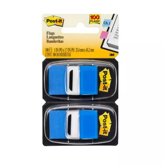 Banderitas adhesivas Post-It color azul 2 blocks c/50 banderitas