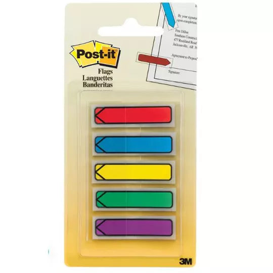 Banderitas adhesivas Post-It 684-ARR1 co lores primarios 5 blocks c/20 banderitas