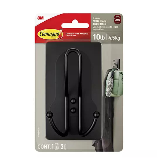 Gancho adhesivo 3M Command extra grande, color negro mate 1 pieza