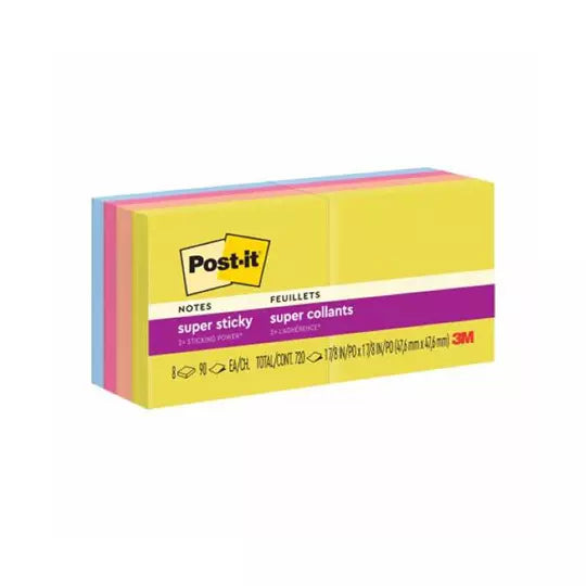 Notas adhesivas Post-It 622-8SSJOY Summe r Joy 2 x 2 pulgadas 8 blocks c/90 hjs