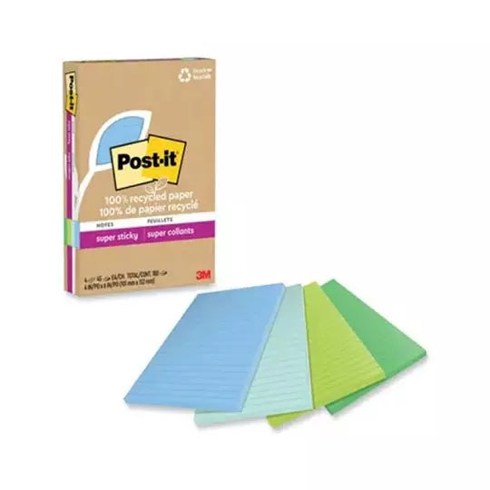 Notas adhesivas Post-It 4621R-4SST rayad o 4 x 6 pulgadas 4 blocks c/ 45 hojas