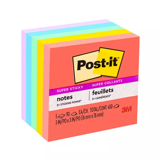 Notas adhesivas Post-It 654-5SSAN Marrak esh 3 x 3 pulgadas 5 blocks c/90 hojas