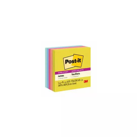 Notas adhesivas Post-It 654-5SSJOY Summe r Joy 3 x 3 pulgadas 5 blocks c/90 hjs