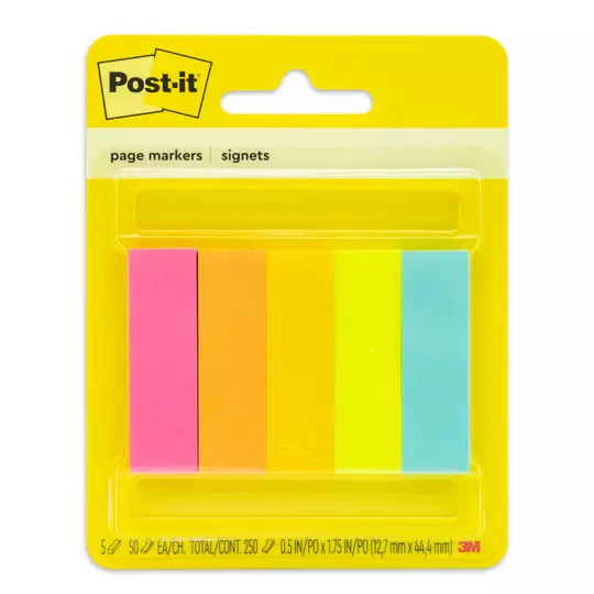 Señaladores de papel Post-It 670-5AF co lores neón 5 blocks c/50 hojas c/u