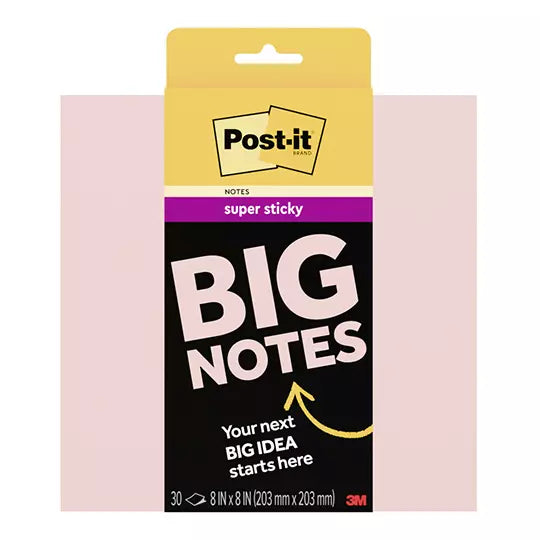 Notas adhesivas Post-It BIG NOTE Super S ticky 6 x 6 pulg color rosa c/30 notas