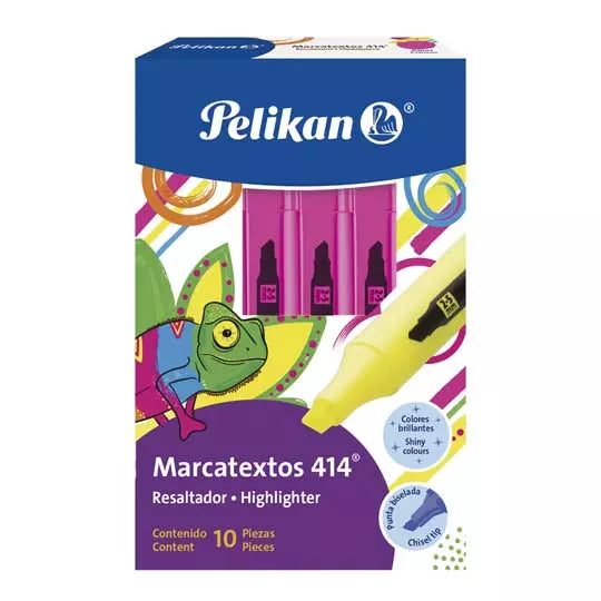 Resaltador de texto Pelikan 414 color ro sa caja con 10 piezas