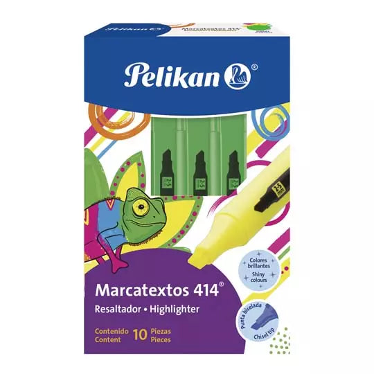 Resaltador de texto Pelikan 414 color ve rde caja con 10 piezas
