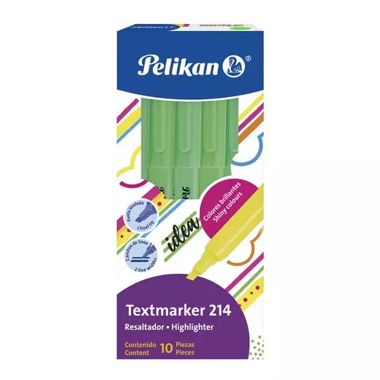 Resaltador de texto Pelikan Textmarker 2 14 color verde caja con 10 piezas