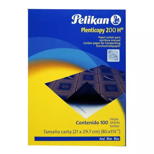 Papel carbón Pelikan Plenticopy 200H tam año carta color azul caja con 100 hojas