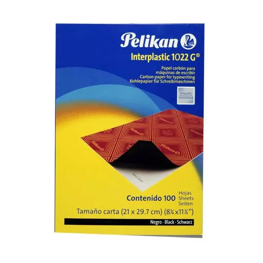 Papel carbón Pelikan Interplastic 1022G tamaño carta color negro caja 100 hojas