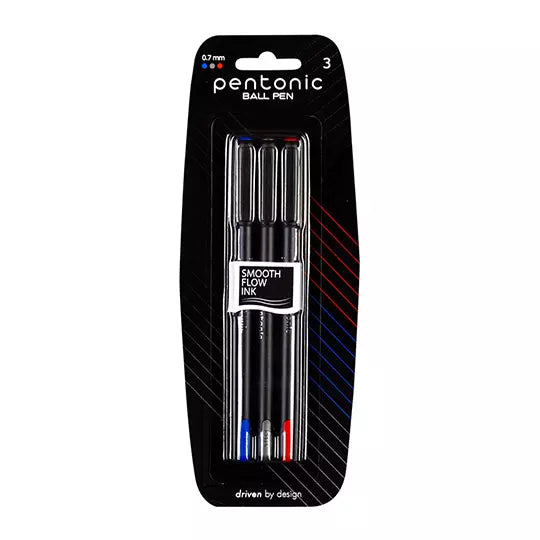 Bolígrafo fino Pentonic Ball Pen 0.7 mm colores surtidos blíster c/3 piezas