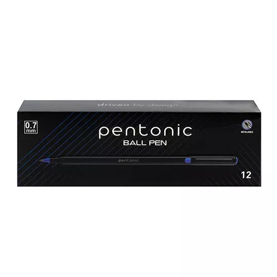 Bolígrafo fino Pentonic Ball Pen 0.7 mm color azul caja con 12 piezas