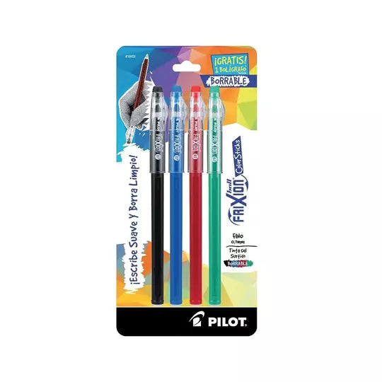 Boligrafo fino Frixion Color Sticks tint a de gel borrable, surtido, c/4 pzas