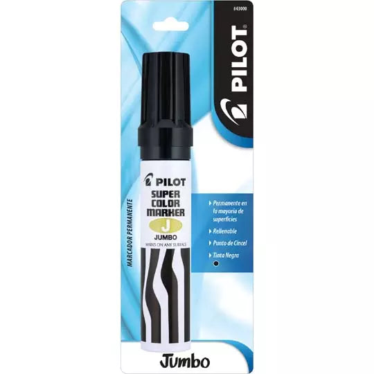 Marcador permanente Jumbo Pilot punta ci ncel hasta 12.5 mm, negro, blister 1 pza