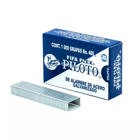 Grapas estándar 26/6 Pilot FIFA Flex No. 400 caja con 1,000 grapas