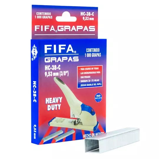 Grapas de uso pesado 3/8 FIFA Heavy Duty HC-38-C caja con 1,000 grapas