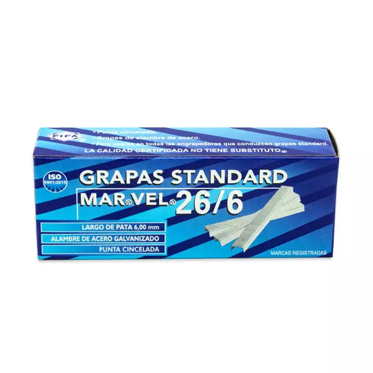 Grapas estándar 26/6 MarVel Pilot caja c on 5,000 grapas
