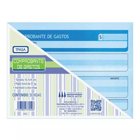 Comprobante de gastos Pinos Altos blíste r con 3 blocks