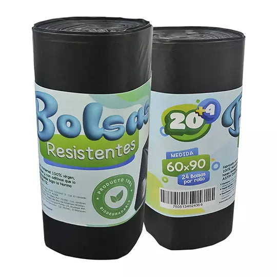 Bolsa chica con jareta, rollo con 24 bol sas, medidas de 60x90 cm