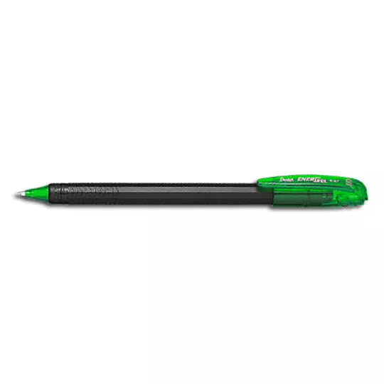 Bolígrafo stick Pentel Energel verde pun to 0.7 mm caja con 12 pz.