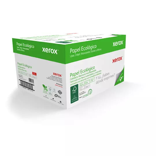 Caja de papel bond Ecológico XEROX tamañ o oficio 93% de blancura 75gr.