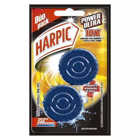 HARPIC PASTILLA AZUL DUO PACK BLISTER CO N 2 PASTILLAS DE 45 GM CADA UNA