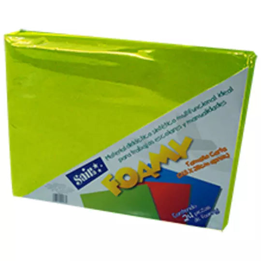 Foamy saira tamaño carta verde limon 24 piezas