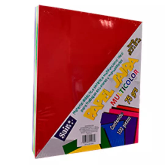 Paquete de hojas de color saira tamaño c arta multicolor 100 hojas fuertes