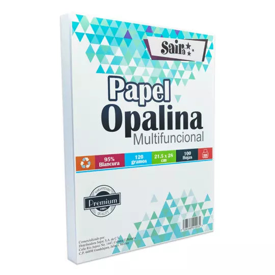 Paquete de papel opalina Saira de 120 gr s tamaño carta paquete 100 hojas