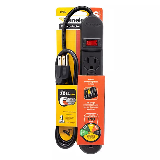 Supresor de picos santul de 110 j 6 cont actos color negro