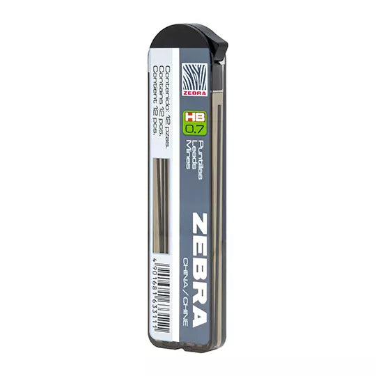 Puntillas de grafito ZEBRA HB punto medi ano 0.7 mm tubo con 12 puntillas