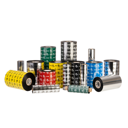 Cinta de Cera 1600 Zebra de 110mmx450m (4.33pulgx1476pies) Nuc 1pulg/Caja con 18pzs para Impresoras ZT (Industriales)