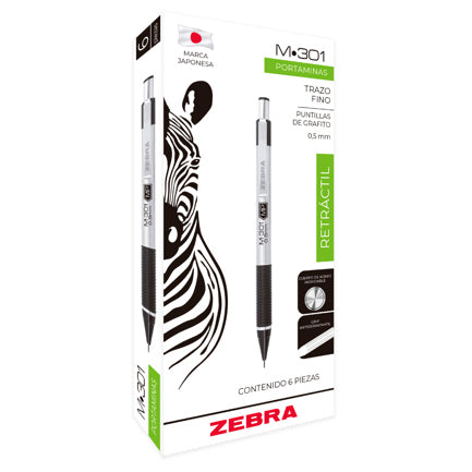 Lapicero Zebra M-301 Retráctil Punto 0.5mm C/6 Pzas