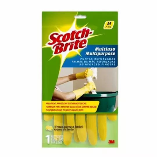 Guantes de latex amarillos afelpados Sco tch-brite 3M tamaño mediano