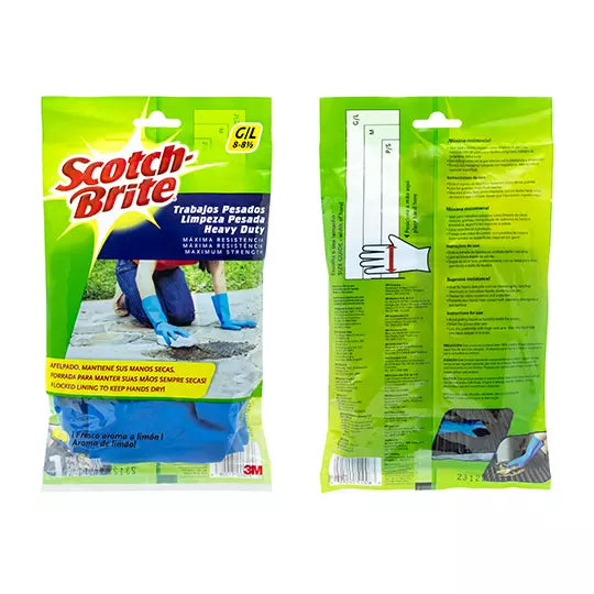 Guantes de latex azules afelpados Scotch -brite 3M tamaño grande
