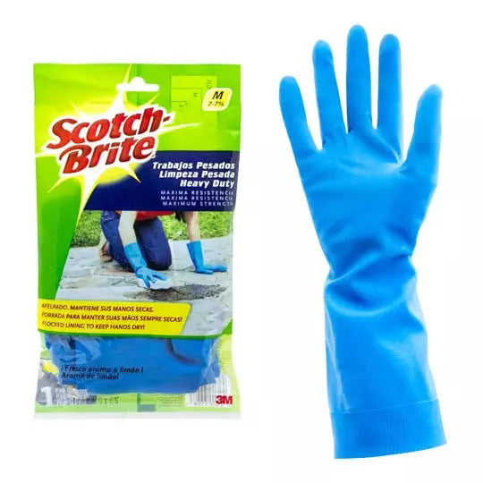 Guantes de latex azules afelpados Scotch -brite 3M tamaño mediano