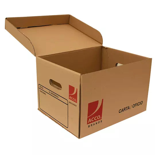 Caja de archivo carta/oficio ACCO hecha de cartón corrugado kraft
