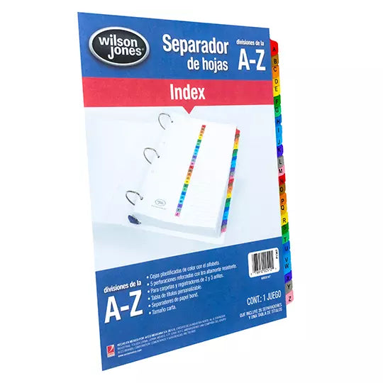 Separador alfabético a-z ACCO tamaño car ta