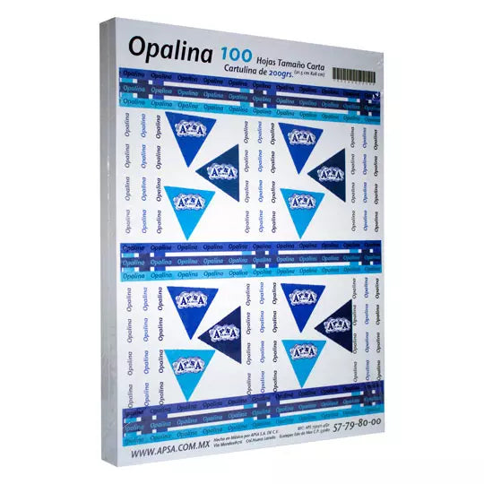 Papel opalina blanca 90% blancura APSA t amaño carta 200 gramos paquete con 100 p