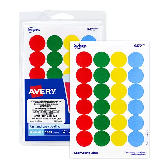 Etiqueta redonda removible AVERY tecnolo gía laser/inkjet