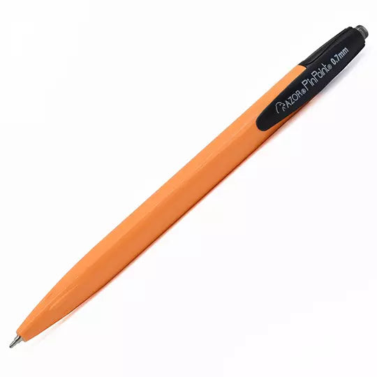 Bolígrafo fino retráctil Pin Point 0.7 m m color negro cuerpo amarillo c/12 pzas