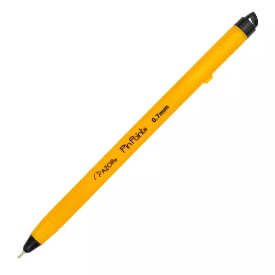 Bolígrafo fino Pin Point 0.7 mm color ne gro cuerpo amarillo caja con 12 pzas