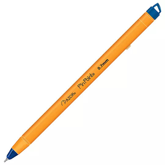 Bolígrafo fino Pin Point 0.7 mm color az ul cuerpo amarillo empaque con 3 pzas