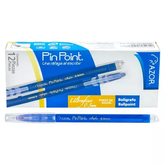 Bolígrafo ultra fino Pin Point 0.5 mm co lor azul caja con 12 pzas