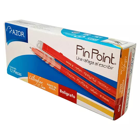Bolígrafo ultra fino Pin Point 0.5 mm co lor rojo caja con 12 pzas