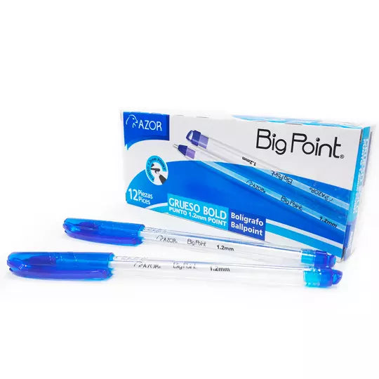 Bolígrafo grueso Big Point 1.2 mm color azul caja con 12 pzas